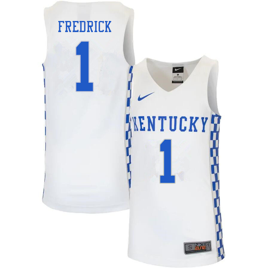 Men #1 CJ Fredrick Kentucky Wildcats College Basketball Jerseys Sale-White - Click Image to Close